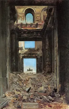 The Ruins of the Tuileries Palace after the Commune of 1871 1877. Artist: Jean Louis Ernest Meissonier