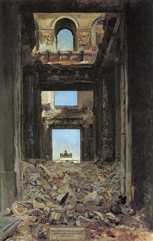 The Ruins of the Tuileries Palace after the Commune of 1871 1877. Artist: Jean Louis Ernest Meissonier