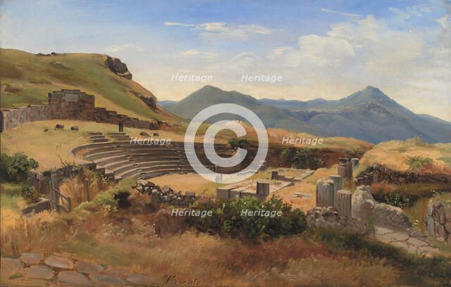 The Ruins of the Antique Theatre at Tusculum, Italy; 1848. Creator: Thorald Brendstrup.