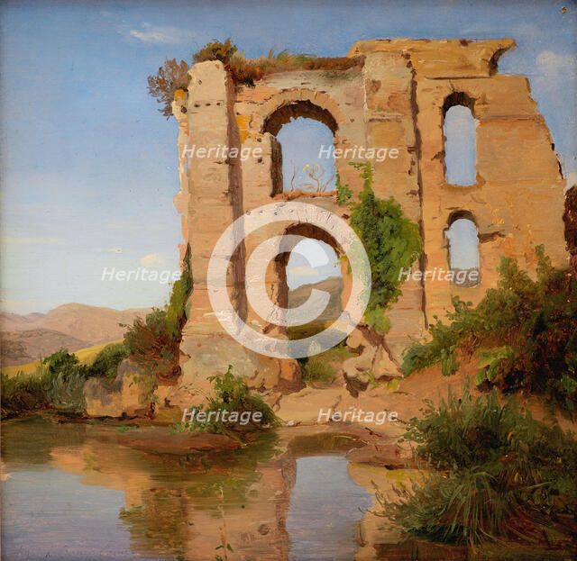 The Ruins of the Aqueduct Aniene Nuovo near Tivoli, Italy, 1842-1847. Creator: Anders Christian Lunde.