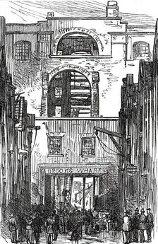 The Ruins (of the Great Fire at Brooks's Wharf), from Thames-Street, 1876. Creator: Unknown