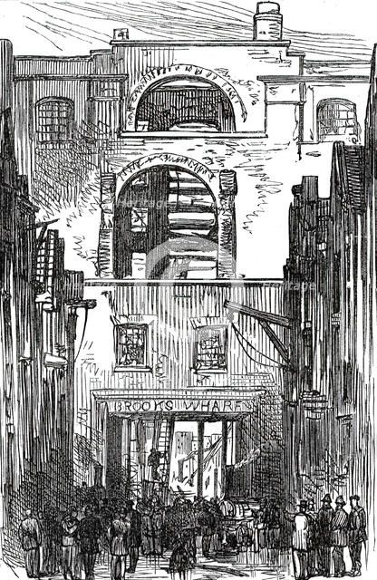 The Ruins (of the Great Fire at Brooks's Wharf), from Thames-Street, 1876. Creator: Unknown.