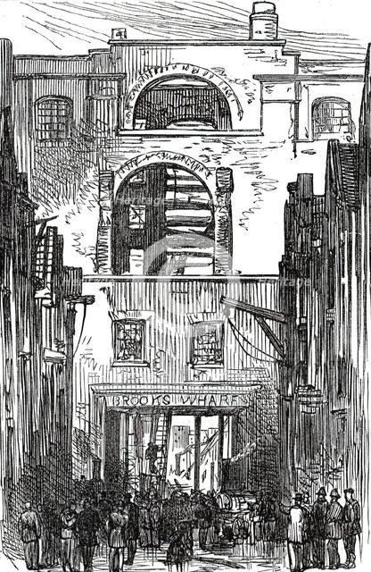 The Ruins (of the Great Fire at Brooks's Wharf), from Thames-Street, 1876. Creator: Unknown.