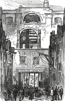 The Ruins (of the Great Fire at Brooks's Wharf), from Thames-Street, 1876. Creator: Unknown