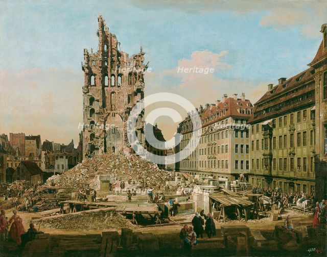 The ruins of the Kreuzkirche in Dresden, 1765. Creator: Bellotto, Bernardo (1720-1780).