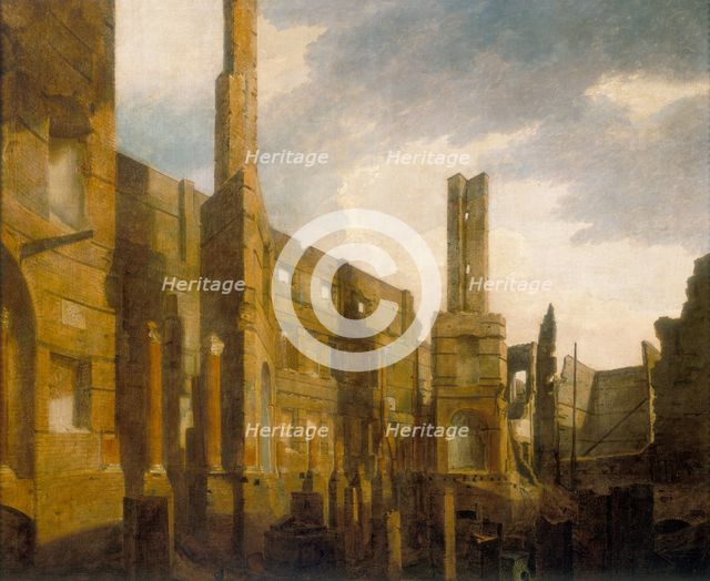 'The Ruins of the Pantheon in Oxford Street after the Disasterous Fire of 14 January 1792', (1792). Creator: William Marlow.