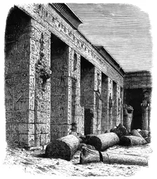 The ruins of the Palace of Rameses III, Medinet Habu, Upper Egypt, c1890