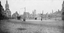 The ruins and bell tower of Douai, France, 1918
