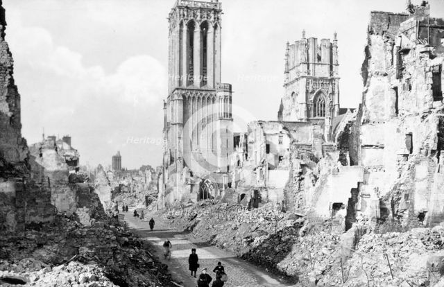 The ruins and cathedral of Caen, Normandy, France, c1944. Artist: Unknown