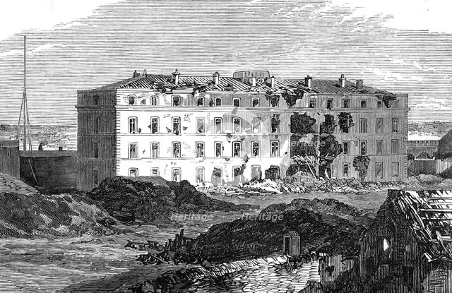 The ruins round Paris: barracks, Fort Vanves, 1871. Creator: Unknown.