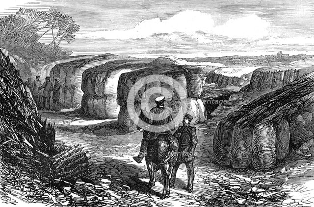 The ruins round Paris: interior of No. 1 Battery, Park of St. Cloud, 1871. Creator: Unknown.