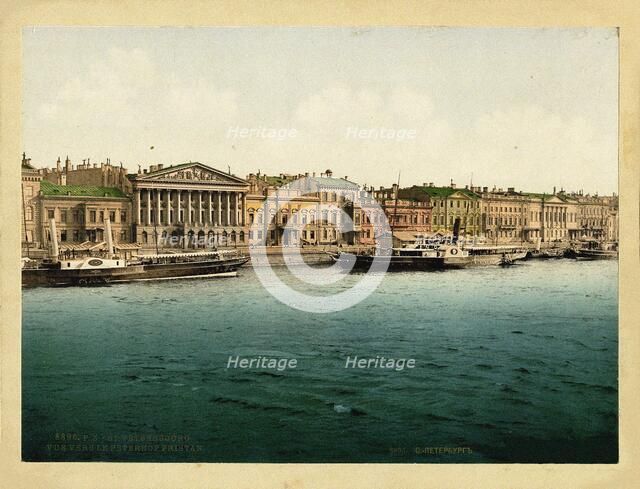 The Rumyantsev Mansion on the English Embankment in St Petersburg, c. 1890. Creator: Anonymous.