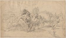 The Runaway Carriage, 1830s. Creator: Eugene Delacroix