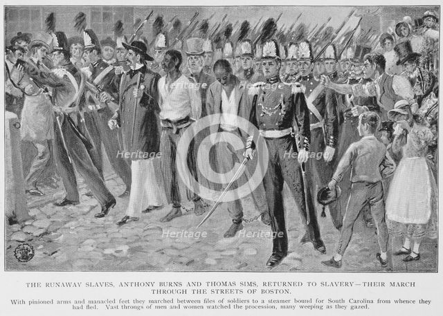 The runaway slaves, Anthony Burns and Thomas Sims, returned to slavery- their march..., 1899. Creator: Unknown.
