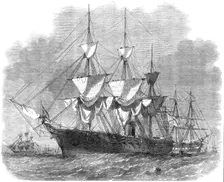The Russian corvette Bogatir and frigate Osliaba off Gravesend, 1861. Creator: Edwin Weedon