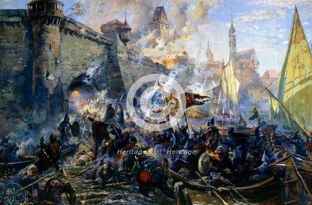 'The Russian Army Capturing Narva on May 11, 1558', 1956. Artist: Alexander Blinkov