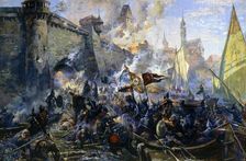 The Russian Army Capturing Narva on May 11, 1558 1956. Artist: Alexander Blinkov