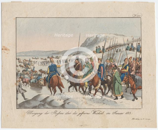 The Russian Army crosses the Vistula in January 1813, c. 1815. Artist: Campe, August Friedrich Andreas (1777-1846)