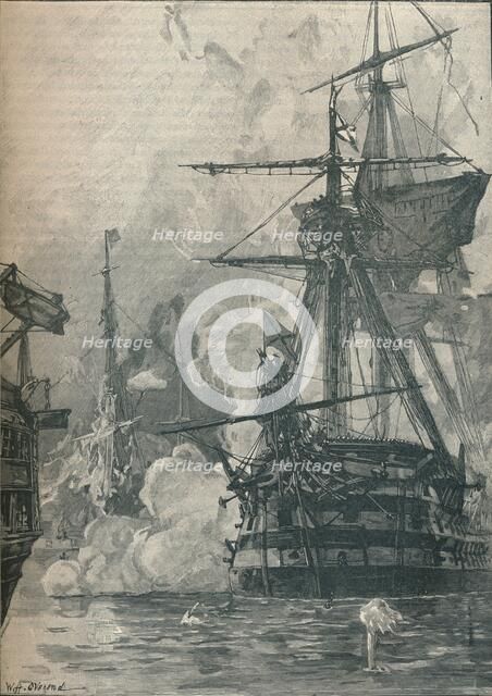 The Russian attack on Sinop, Turkey, 1853 (1906). Artist: Unknown.