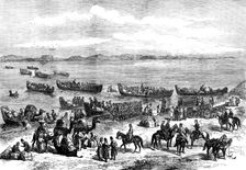 The Russian Expedition to Khiva: General Kaufmann's division crossing the Oxus, 1873. Creator: Unknown