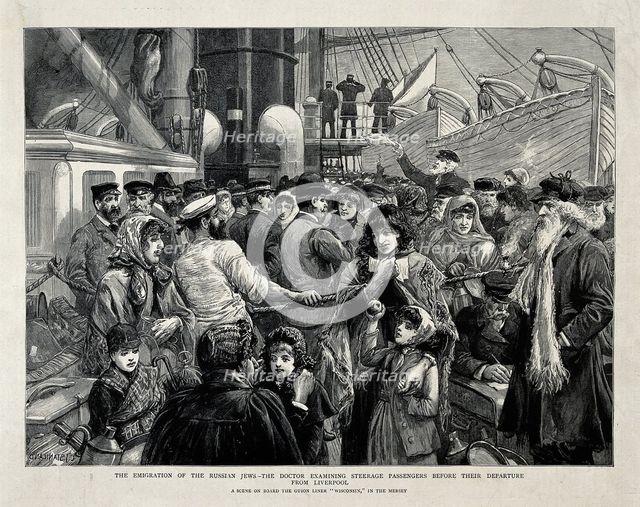 The Russian Jews examined by a doctor before the Emigration from Liverpool, 1891. Artist: Staniland, Charles Joseph (1838-1916)