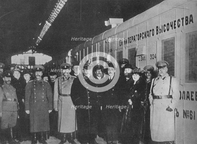 'The Russian Minister of War inspecting a Red Cross train leaving for the front', 1915. Artist: Unknown.