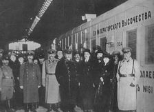 The Russian Minister of War inspecting a Red Cross train leaving for the front 1915