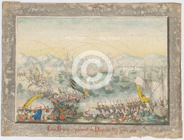 The Russians crossed the Danube in 1828, 1829. Artist: Anonymous  