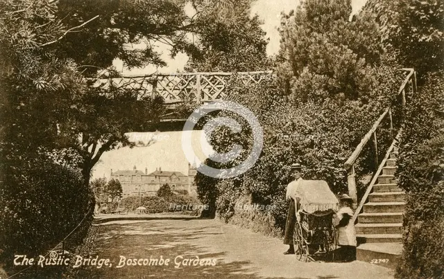 The Rustic Bridge, Boscombe Gardens, Bournemouth, Dorset, c1900-c1919(?). Artist: Unknown