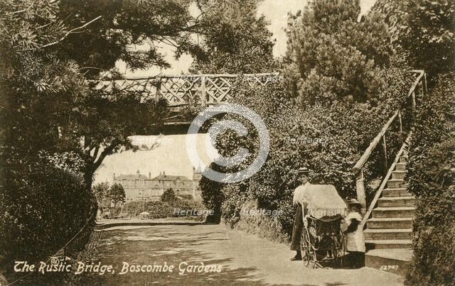 The Rustic Bridge, Boscombe Gardens, Bournemouth, Dorset, c1900-c1919(?). Artist: Unknown