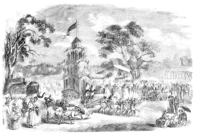 The Rutt Jatthra, a Hindoo Festival held at Juggernauth, in Orissa, from a native drawing, 1857. Creator: Unknown.