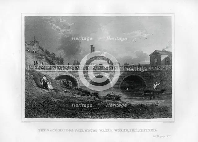 The Race Bridge Fair Mount Water Works, Philadelphia, Pennsylvania, USA, 1855.Artist: J Andrews