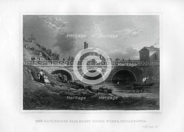 The Race Bridge Fair Mount Water Works, Philadelphia, Pennsylvania, USA, 1855.Artist: J Andrews