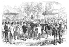 The Race for the Grand Prix de Paris: saddling the favourites, 1870. Creator: Unknown