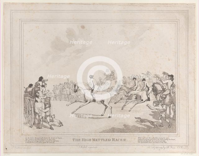 The Race Horse (from The Life of a Racehorse, or The High-Mettled Racer), July 20..., July 20, 1789. Creators: Thomas Rowlandson, John Hassell.