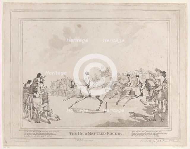 The Race Horse (from The Life of a Racehorse, or The High-Mettled Racer), July 20..., July 20, 1789. Creators: Thomas Rowlandson, John Hassell.