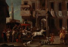 The Race of the Berber Horses in Rome . Creator: Miel, Jan (1599-1664)