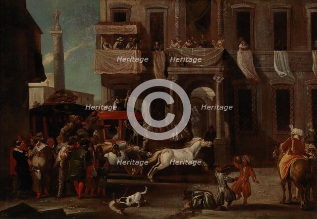 The Race of the Berber Horses in Rome . Creator: Miel, Jan (1599-1664).