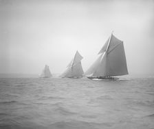 The racing cutters Sonya Onda and Carina 1911. Creator: Kirk & Sons of Cowes