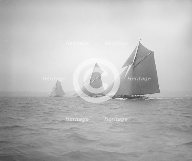 The  racing cutters 'Sonya', 'Onda' and 'Carina', 1911. Creator: Kirk & Sons of Cowes.