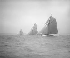 The racing cutters Sonya Onda and Carina 1911. Creator: Kirk & Sons of Cowes