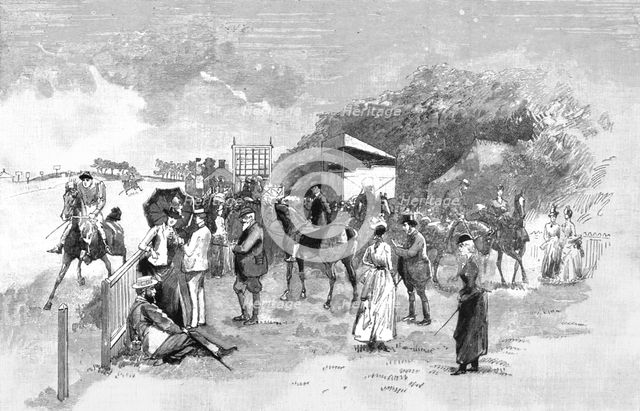 ''The Racing Season at Newmarket; Watching the preliminary canter', 1890. Creator: Unknown.