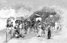 'The Racing Season at Newmarket; Watching the preliminary canter 1890. Creator: Unknown