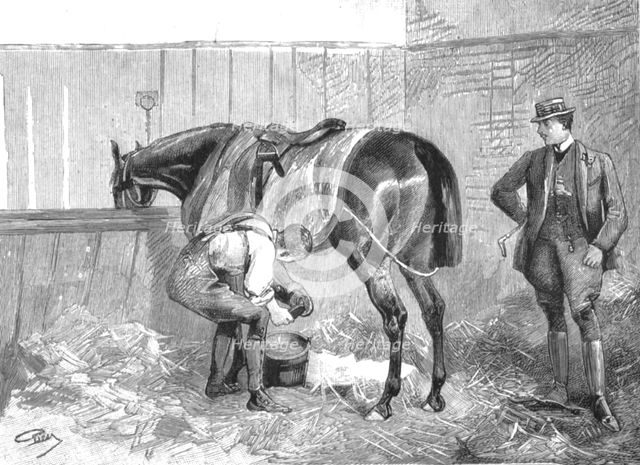''The Racing Season- Notes at Newmarket; An Owners Visit to his Racing Stable', 1890. Creator: Unknown.