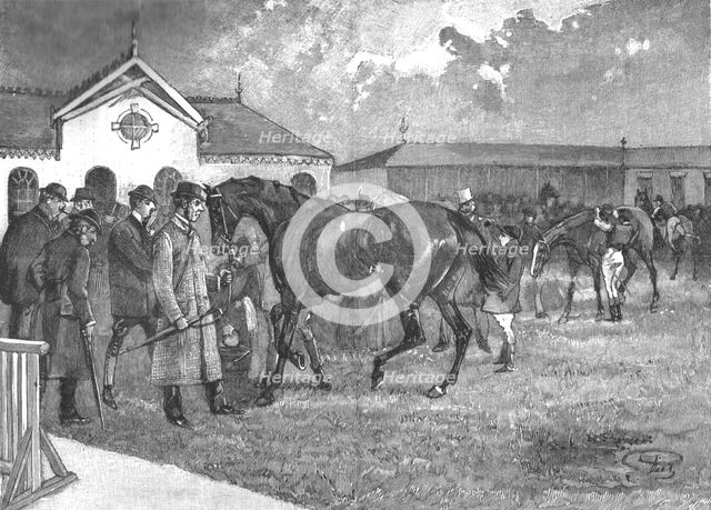 ''The Racing Season- Notes at Newmarket; Inspecting the Favourite', 1890. Creator: Unknown.