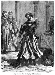 The rage of King John (1167-1216) after the signing of the Magna Carta c1215