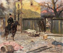 The Raid (Pogrom) 1907. Creator: Kossak, Wojciech (1856-1942)