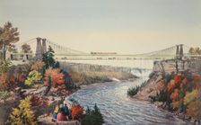 The Rail Road Suspension Bridge, Near Niagara Falls, 1856, Currier & Ives (Colour Lithograph)