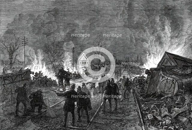 The Railway Accident at Abbotts Ripton, Huntingdon: the scene on Saturday night, 1876. Creator: Unknown.