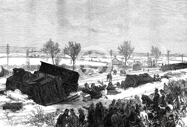 The Railway Accident at Abbotts Ripton, Huntingdon: general view of the scene of the accident, 1876. Creator: Crane.
